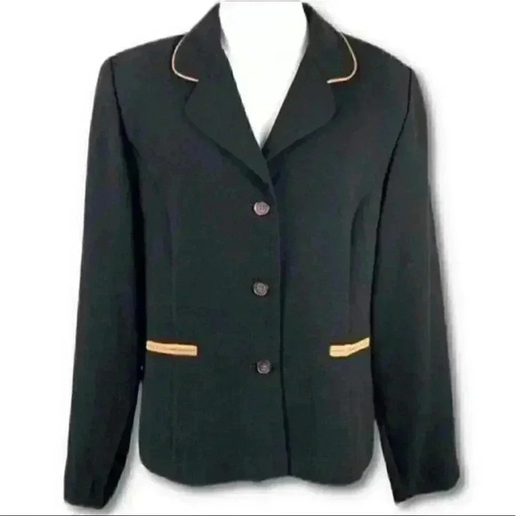 New Studio I womens blazer sz 12 black tan jacket - Picture 1 of 10